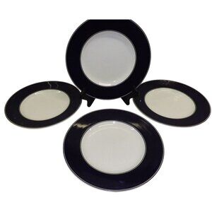 Kate Spade Lenox Nags Head Navy Luncheon Plates 9.5" Porcelain Set Of 4 Elegant